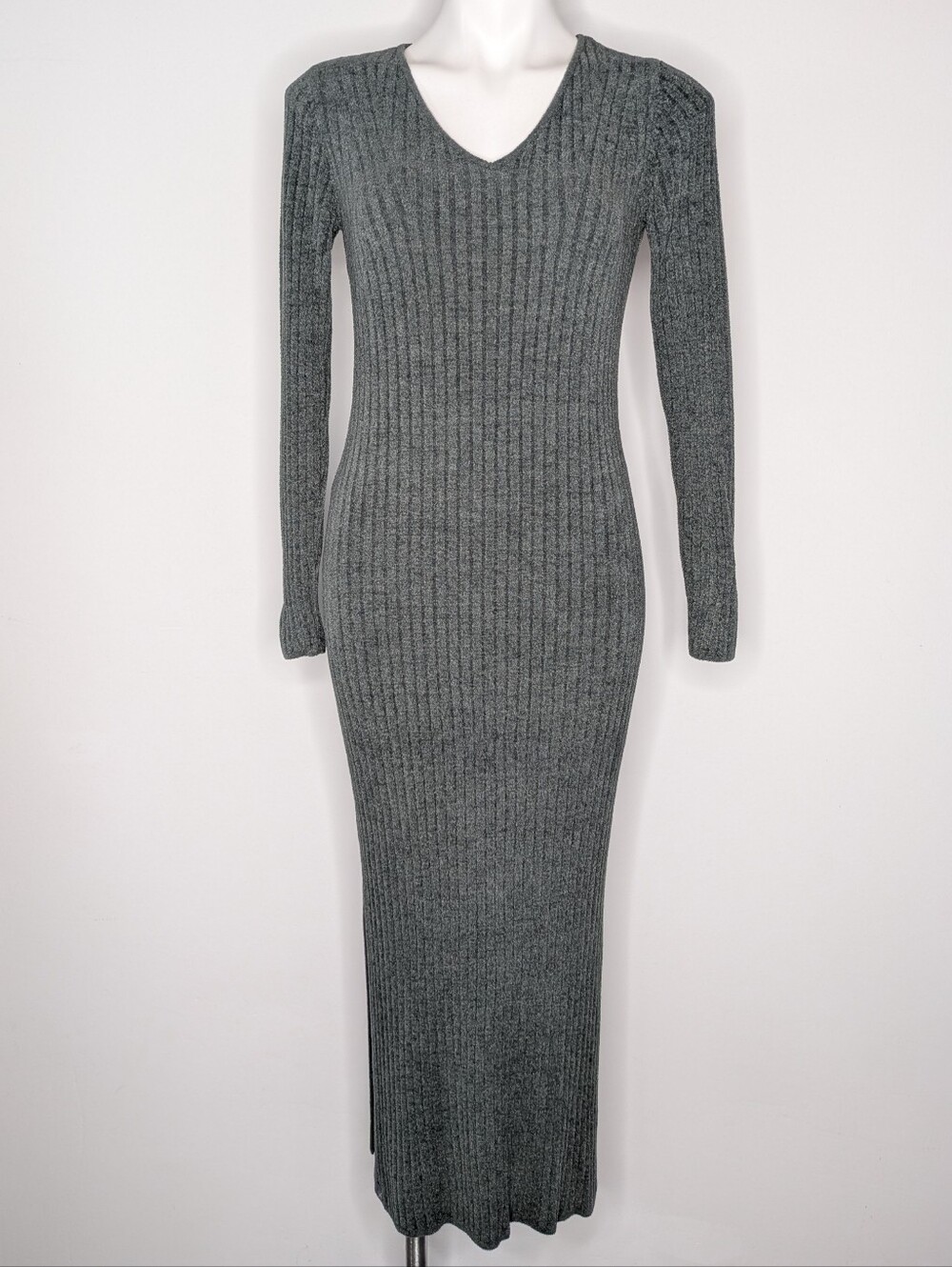 Barefoot Dreams Cozychic Ultra Lite Grey/Blue V Neck Lounge Maxi Dress MP